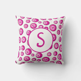 Almofada Bingo Lover Monograma Bingo Balls Rosa Branco