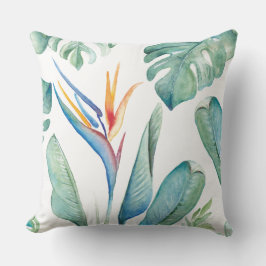 Almofada Biológicos da Flor Laranja Tropical e Verde