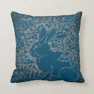 Almofada Bird Animal Floral Art Deco do Coelho Teal Elegant