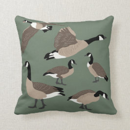 Almofada Bird Lover Canada Geese Illustration Sage Green