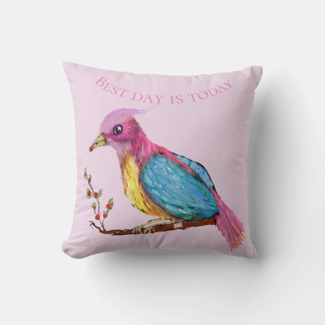 Almofada Bird of Paradise | Best Day Is Today  Throw Pillow (Frente)
