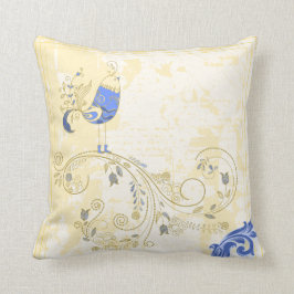 Almofada Bird Retro Floral Fine Art