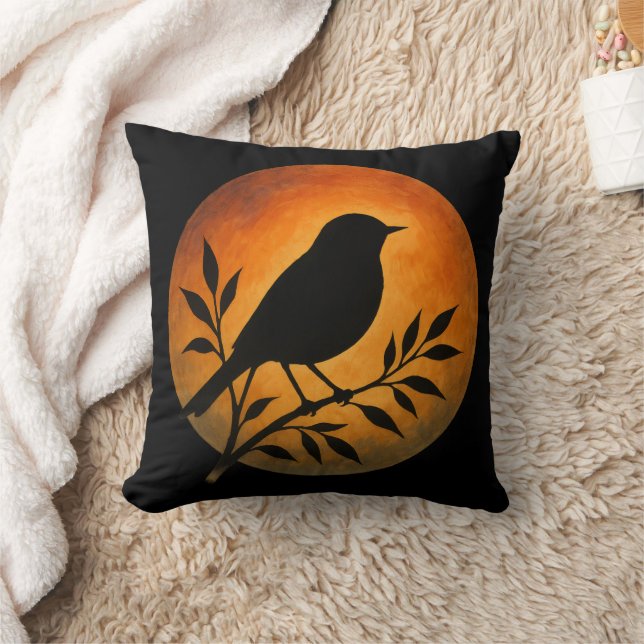 Almofada Bird Silhouette Over Full Moon (Cobertor)