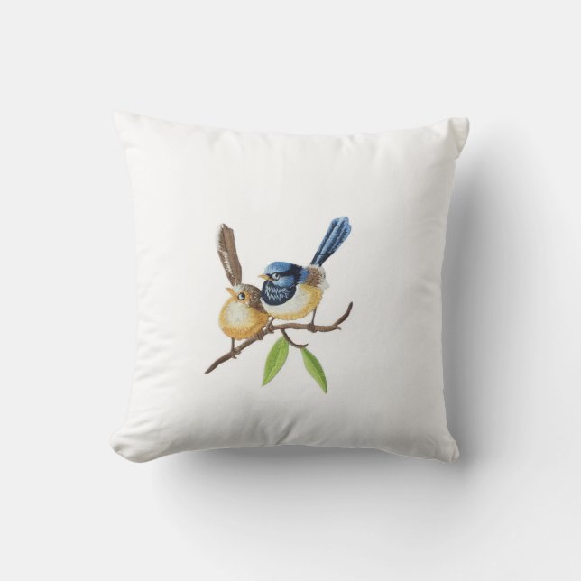 Almofada Bird  throw pillows imitating embroidery effects (Frente)