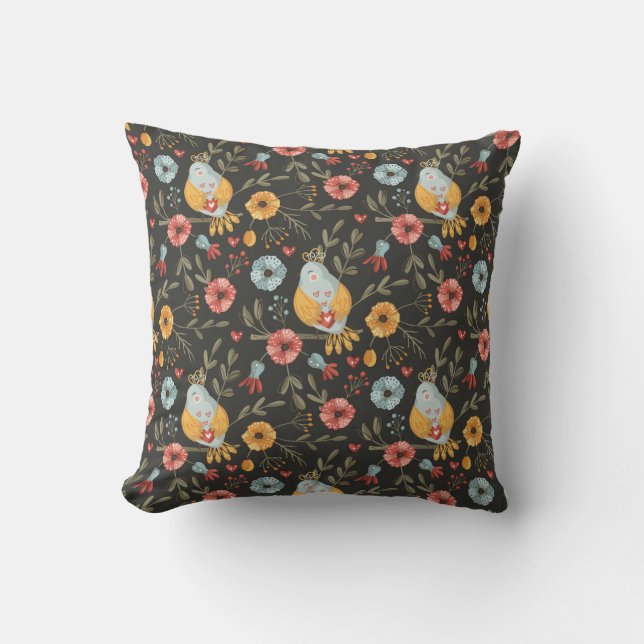 Almofada Birds Floral Bohemian Pattern (Frente)
