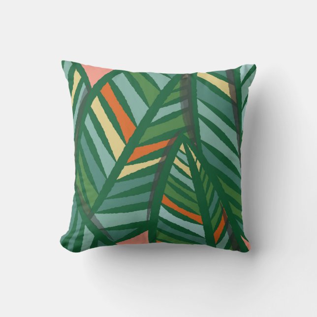 Almofada Birds of Paradise Colorful Leaves Motif (Frente)