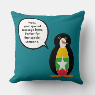 Almofada Birmânia Myanmar Pinguim Falante Personalizado 