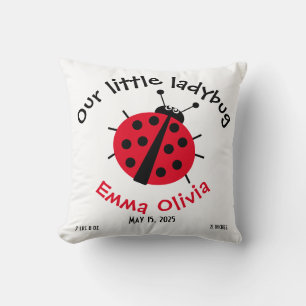 Almofada Birth Stat Ladybug Cartoon Girly Cute Travesseiro