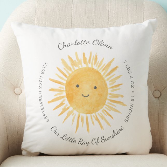 Almofada Birth Stats Sunshine Travesseiro decorativo (Criador carregado)
