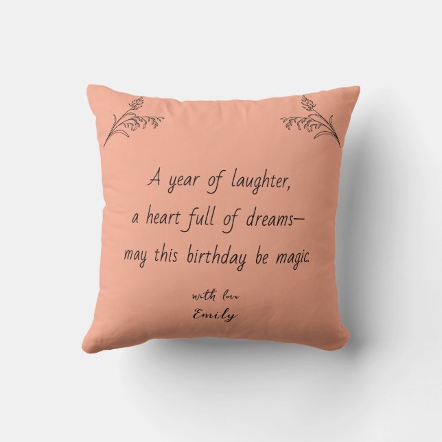 Almofada Birthday Throw Pillow with Photo & Message (Verso)