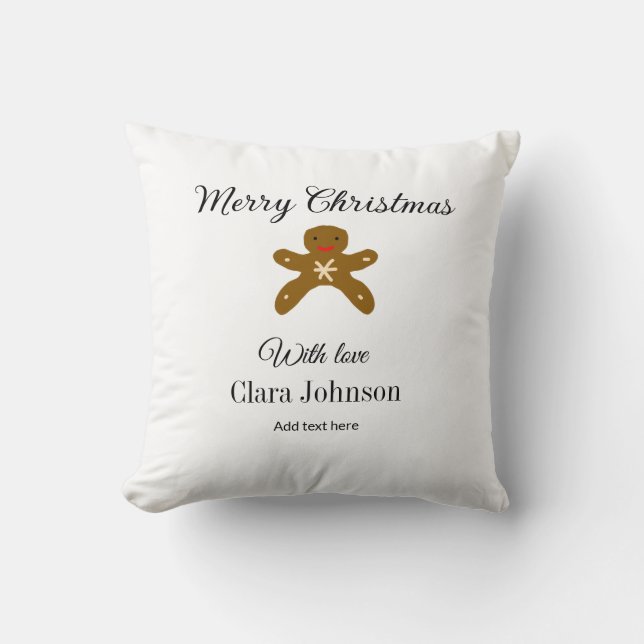 Almofada Biscoitos marrons de Natal felizes adicionam nome  (Frente)