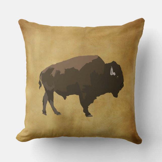 Almofada Bison | Mighty American Buffalo | Tatanka Drawing (Frente)