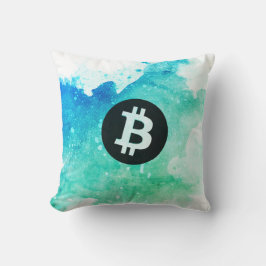Almofada Bitcoin Aquarela (Estilo 5 - Wave Rider)