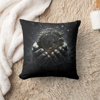 Almofada Bitcoin in hands crypto currency design