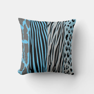Almofada Black And Blue Animal Printed Zebra Stripe Pillow