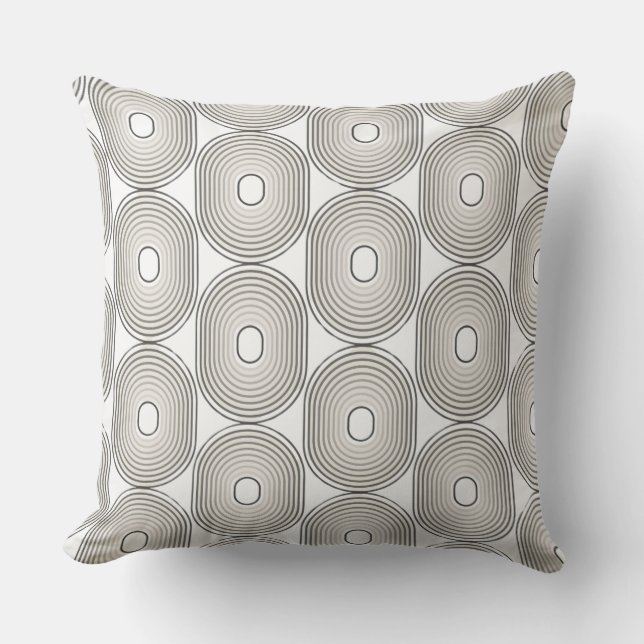 Almofada Black and Grey Circle Geometric Throw Pillow (Frente)