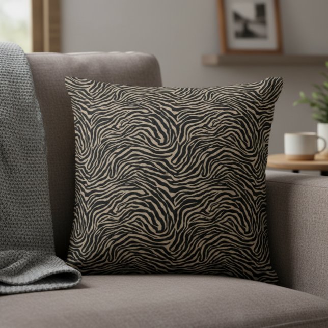 Almofada Black and Light Cream Zebra Pattern Decorative (Zebra print throw pillow. Classic and cozy!)
