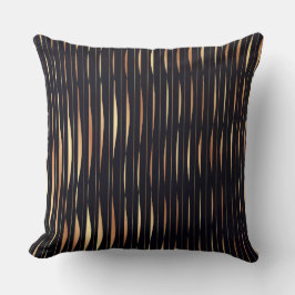 Almofada Black and Orange Stripe Abstract Throw Pillow 
