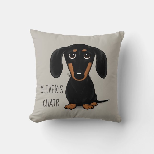 Almofada Black and Tan Dachshund| Cachorro-aberto personali (Frente)