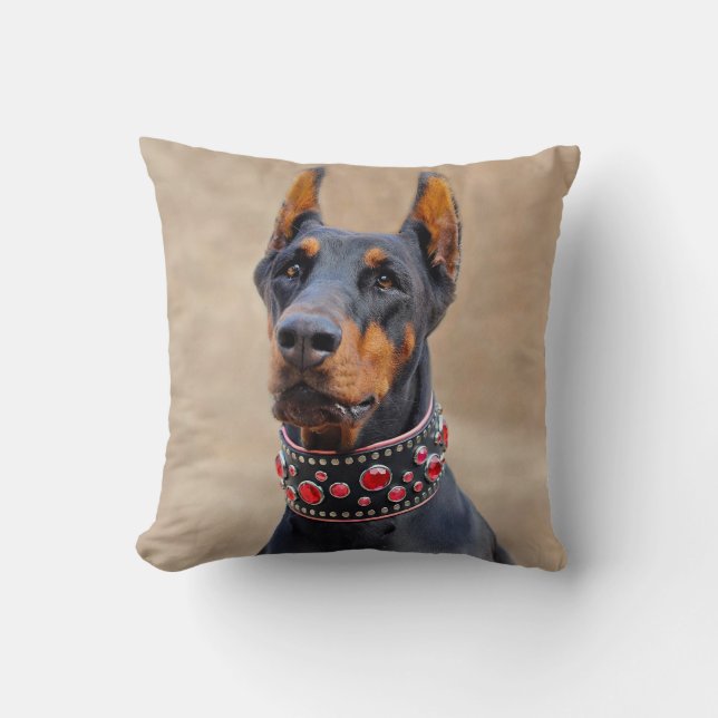 Almofada Black and Tan Doberman Pinscher (Pinscher preto e  (Frente)