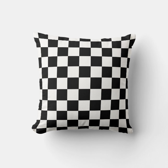 Almofada Black and White Checkered Cushion Pillow (Frente)