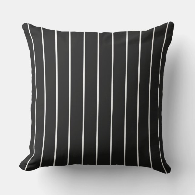 Almofada Black and White Contemporary Monochrome Pinstripe  (Frente)
