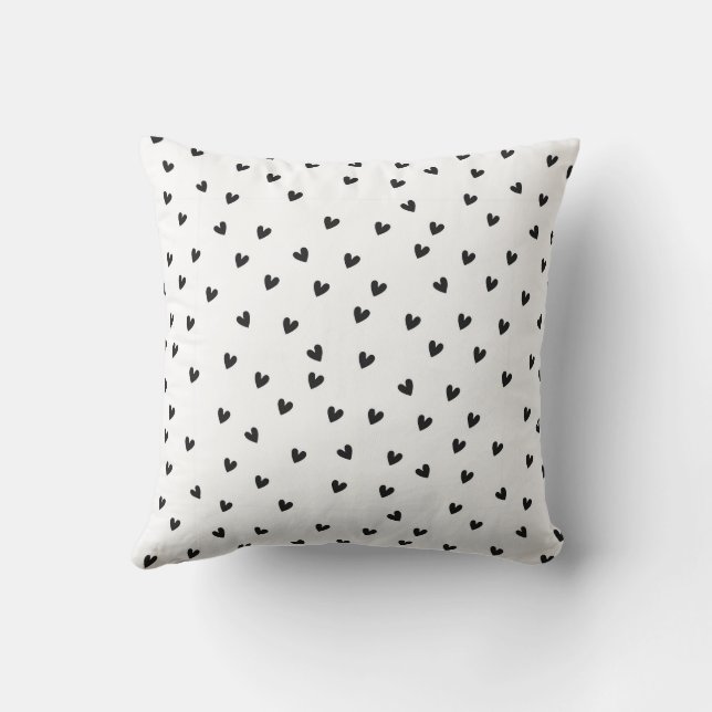 Almofada Black and White Hearts Pattern Monochrome (Verso)