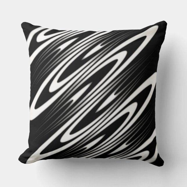 Almofada black and white smooth organic wavy pattern (Frente)