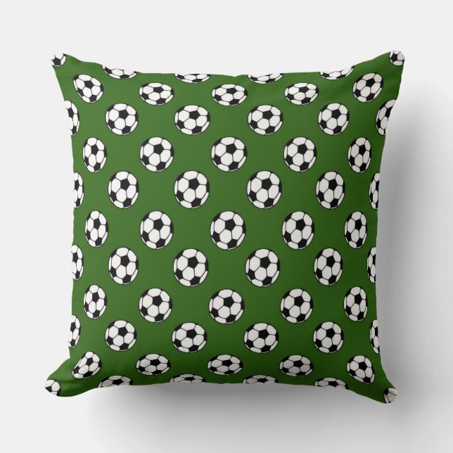Almofada Black and White Soccer Balls on Green (Frente)