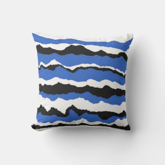 Almofada Black, blue and white wave pattern cushion
