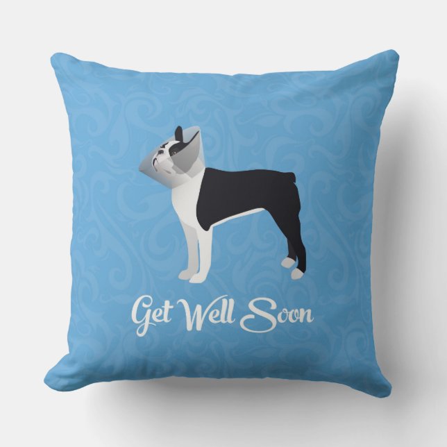Almofada Black Boston Terrier fica bem em breve um cachorro (Frente)