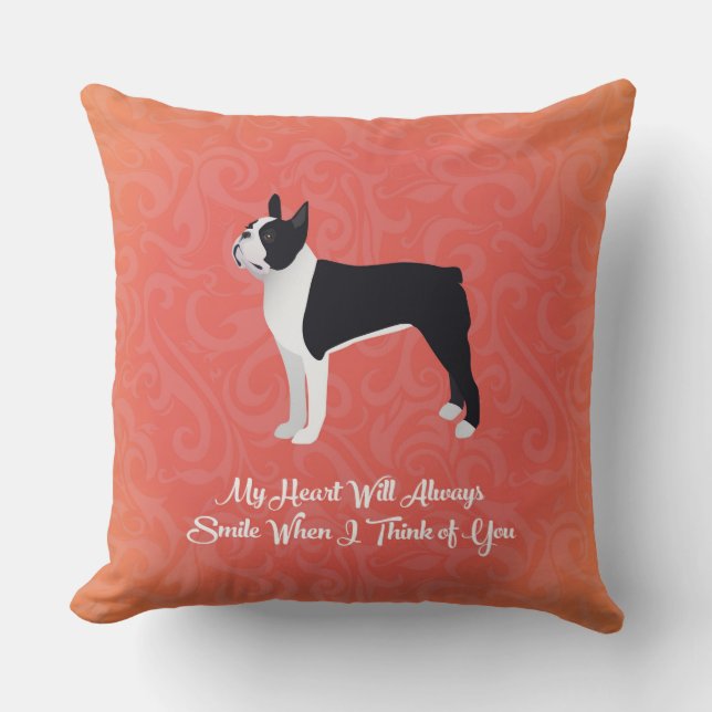 Almofada Black Boston Terrier My Heart Will Always Smile (Frente)