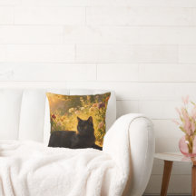 Black Cat in the Flowers I