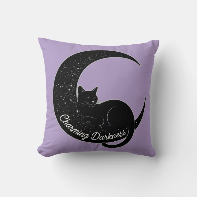 Almofada Black Cat on the Crescent Moon: Charm of Darkness  (Frente)