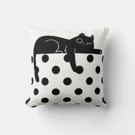 Almofada Black cat polka dot Throw Pillow