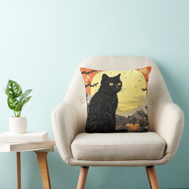 Almofada Black Cat Ukiyo-e (Cadeira)