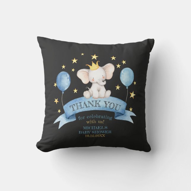 Almofada black chalk baby elephant STARS AND BALLOONS (Frente)
