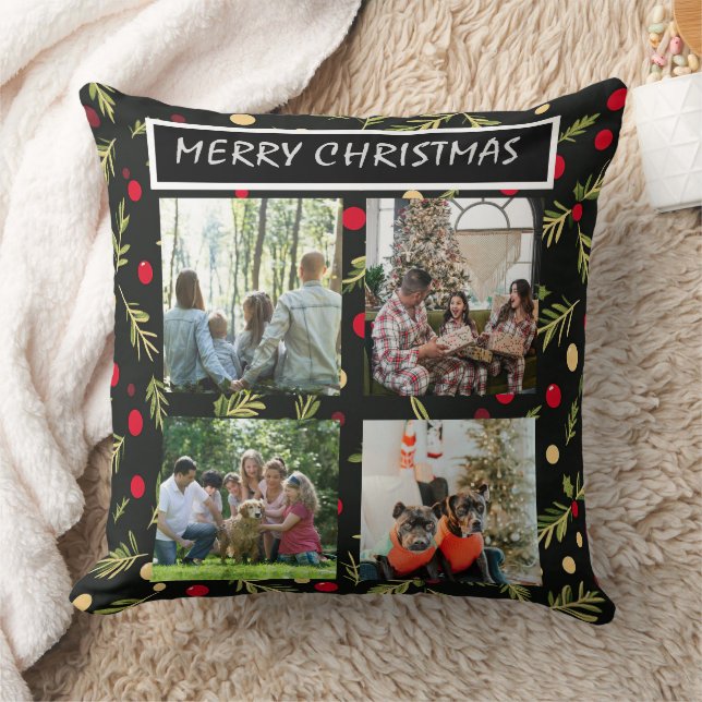Almofada Black Christmas Patterns  4 Photo Collage (Cobertor)
