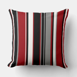 Almofada Black, Cinza Red e White Stripes