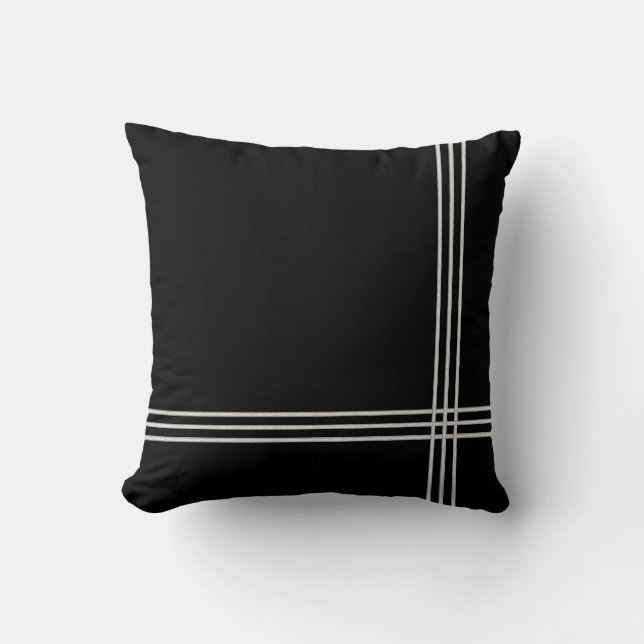 Almofada Black Deco White Stripe (Frente)