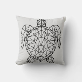 Almofada Black Geometric Wireframe Sea Turtle