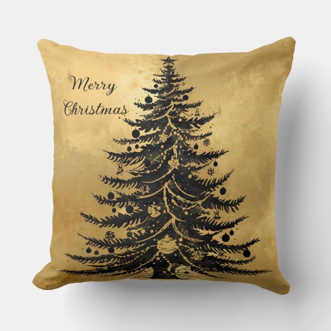 Almofada Black Gold Christmas Tree (Frente)