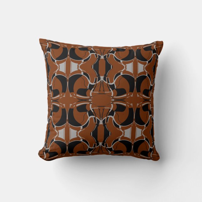 Almofada Black Gray on Dark Rust Large Tiles Pattern (Frente)