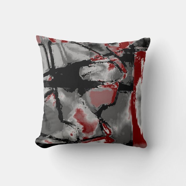 Almofada Black Gray Shades Burgundy Abstract Art Motif (Frente)