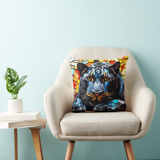 Almofada Black Jagua Mosaic StainGlass (Cadeira)