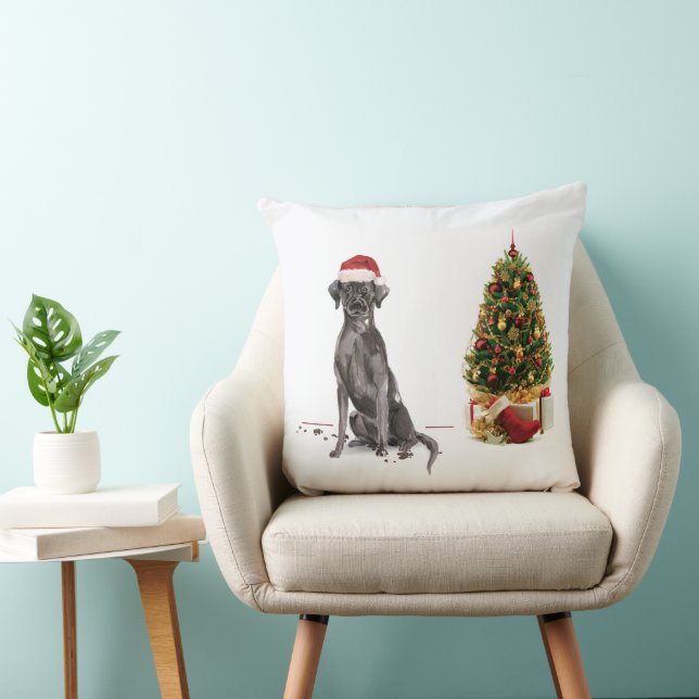 Almofada Black Lab Engraçado Cachorro de Natal e Árvore (Cadeira)
