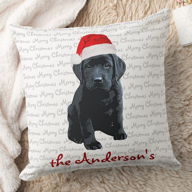 Almofada Black Labrador Christmas Puppy (Criador carregado)