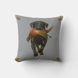 Almofada Black Labrador Retriever & Pheasant throw cushion
