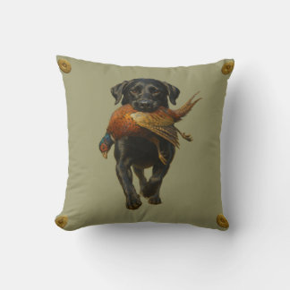Almofada Black Labrador Retriever & Pheasant throw cushion