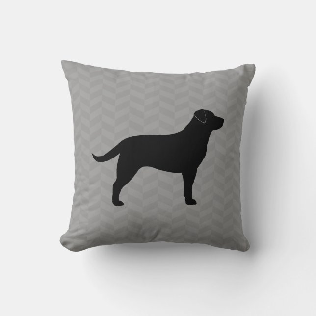 Almofada Black Labrador Retriever Silhouever Herringbone (Frente)